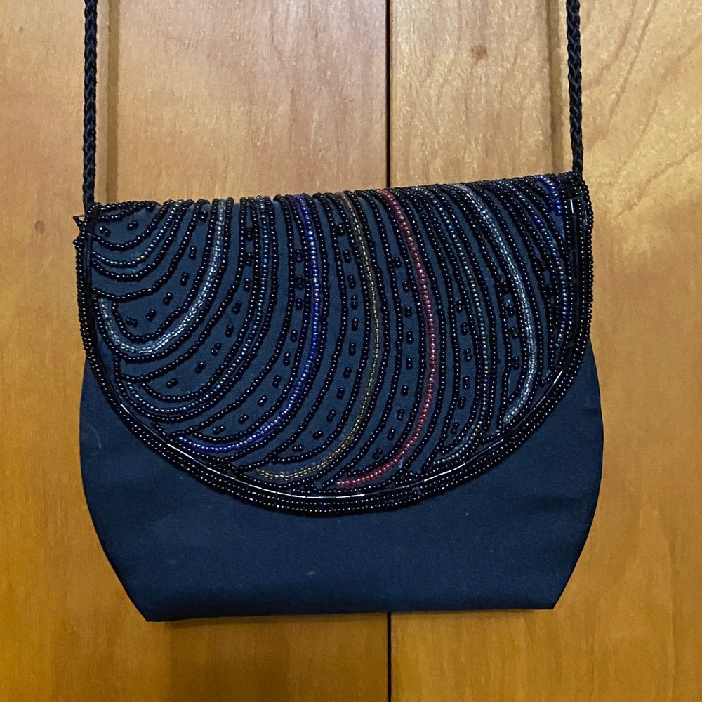 Elegant Black Beaded Women's Bag